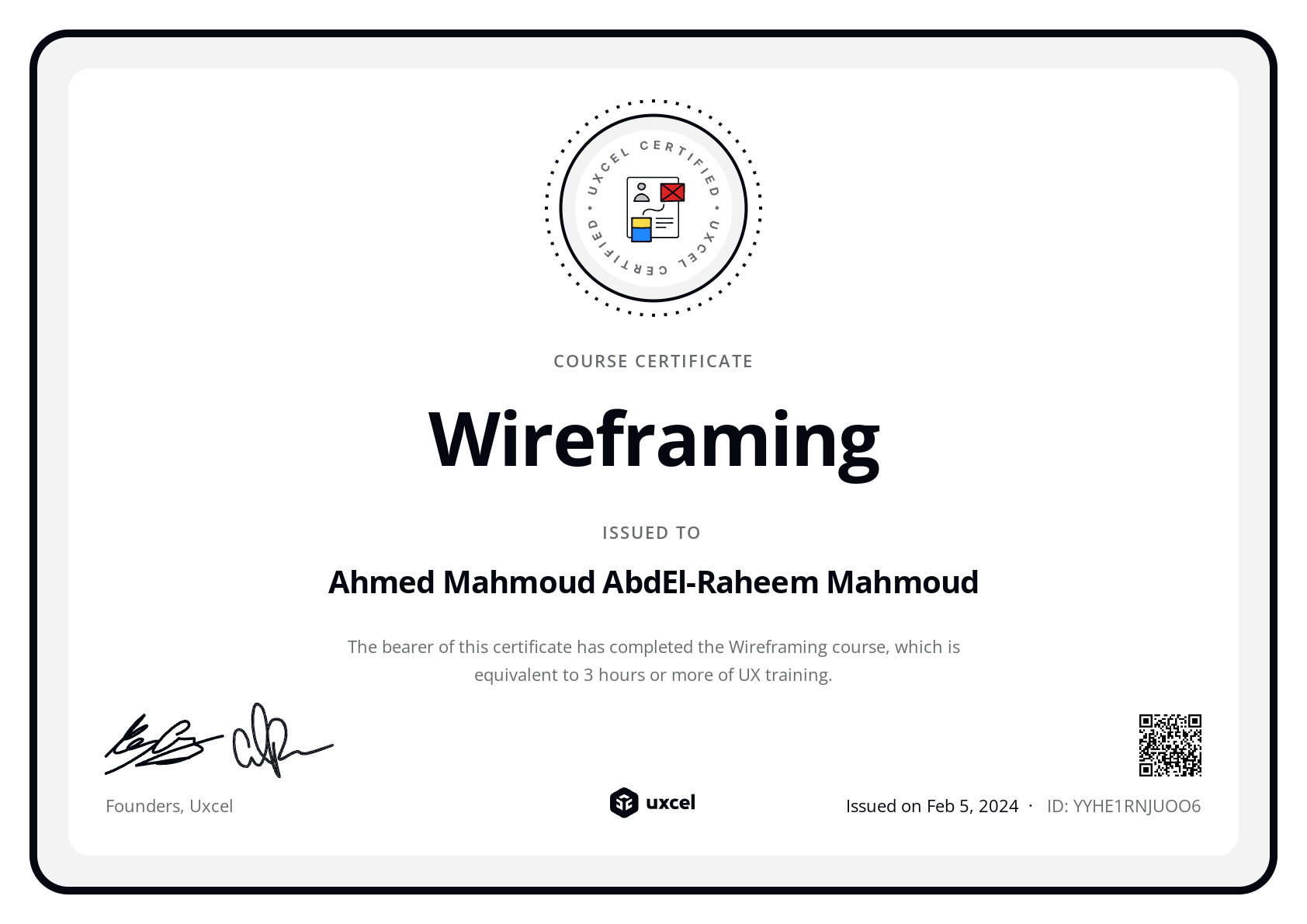 Ahmed Mahmoud AbdEl-Raheem Mahmoud's certificate